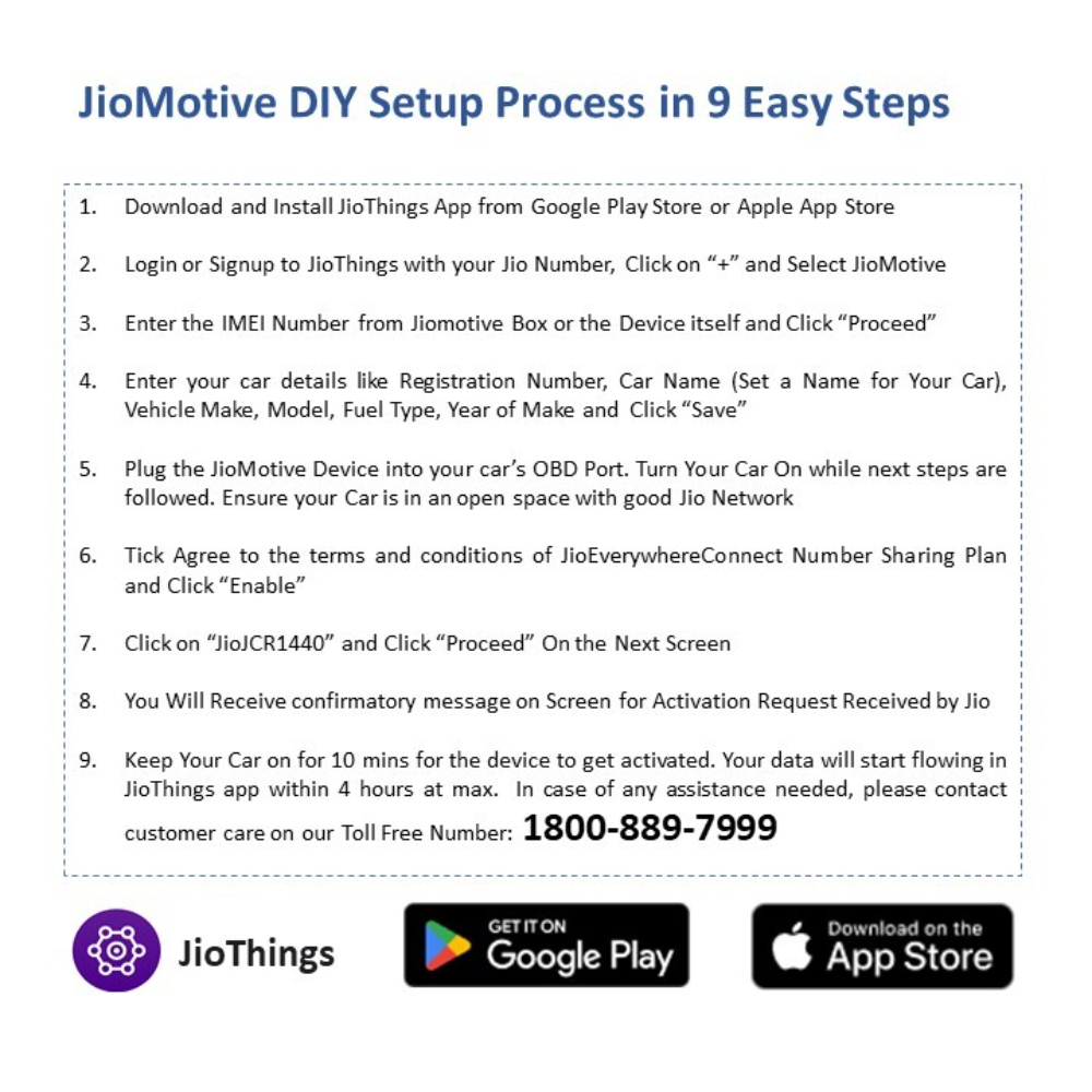 JioMotive DIY setup process in 9 easy steps